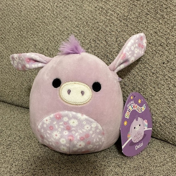 Nwt 🐣 5" Floral Print Purple Donkey Easter Squishmallow - Picture 2 of 4
